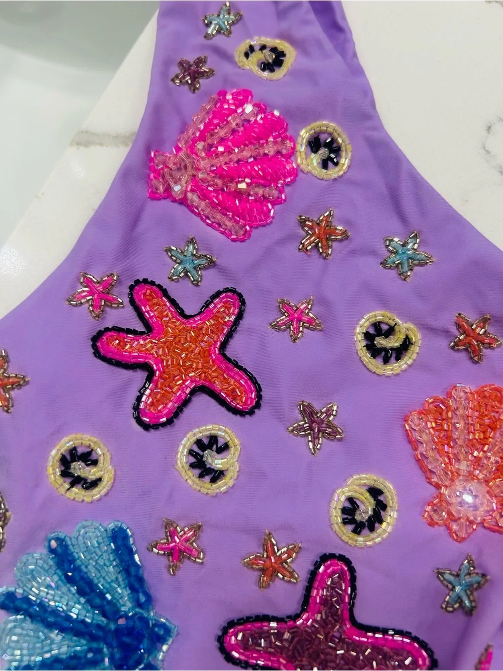 Lavender Sequin Seashell & Star Bikini Set - Women's Swim